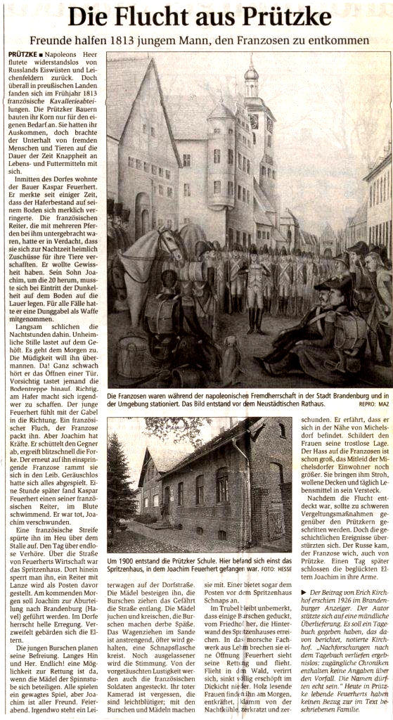 Die Flucht aus Prützke 1813
